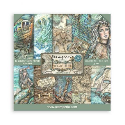 Χαρτιά scrapbooking 10τεμ, 20.3×20.3cm Stamperia, Songs of the Sea
