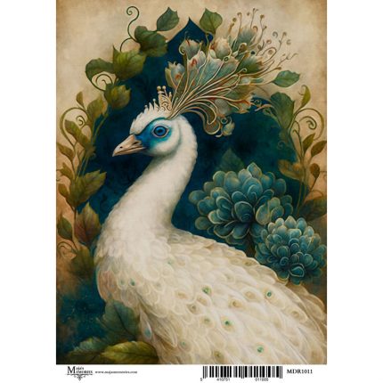 Ριζόχαρτο Maja's Memories, 30x42cm, White peacock
