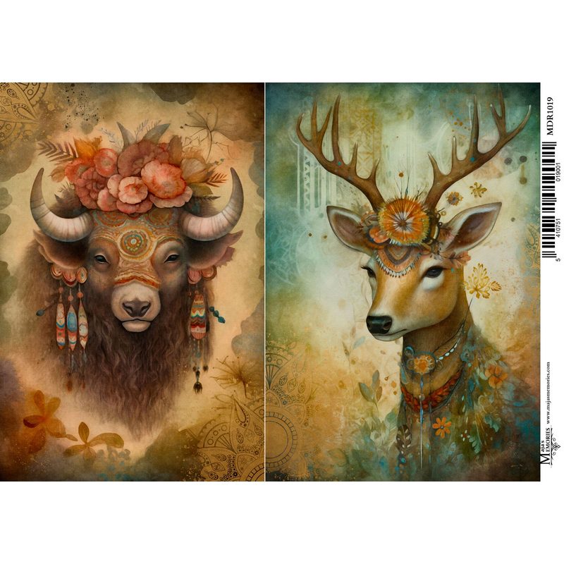 Ριζόχαρτο Maja's Memories, 30x42cm, Boho bull and deer