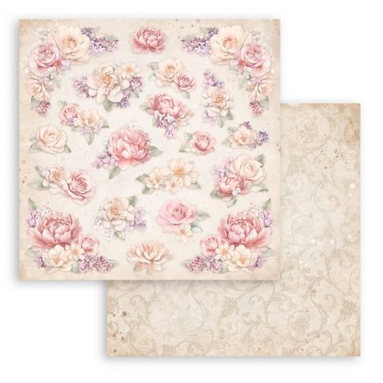 Χαρτί scrapbooking διπλής όψης 30x30cm Stamperia, Romance Forever, Flower Texture