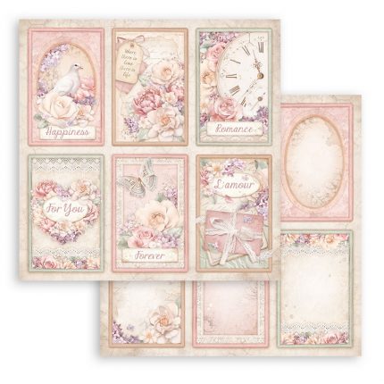 Χαρτί scrapbooking διπλής όψης 30x30cm Stamperia, Romance Forever, 6 cards