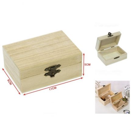 Κουτί ξύλινο παραλληλόγραμμο με κούμπωμα 11x5x5cm