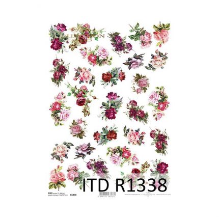 Ριζόχαρτο ντεκουπάζ ITD, 21x29cm, Μίνι μπουκέτα λουλουδιών, R1338