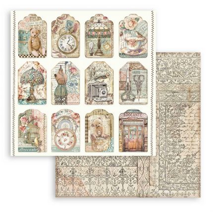 Χαρτί scrapbooking διπλής όψης 30x30cm Stamperia, Brocante Antiques, Patchwork cards